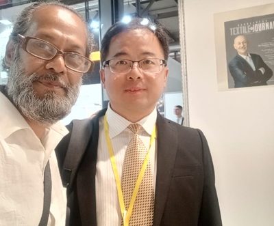 Assistant Director of ITMA ASIA + CITME Mr. Charlie visited BTJ booth at ITMA 2023 in Milan to give a courtesy visit