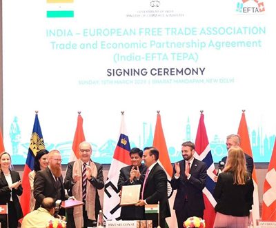 EFTA and India signed 100 billion USD free trade agreement