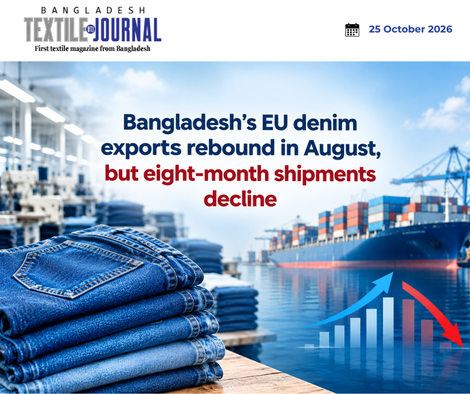 Bangladesh denim exports to the European Union rebound in August 2026 despite a decline in eight-month shipments.